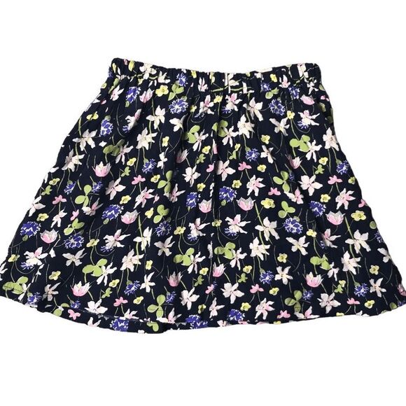Top Shop Mini Circle Skirt Womens Size 6 Black Floral Pull-on Skater Fairycore - Picture 2 of 5